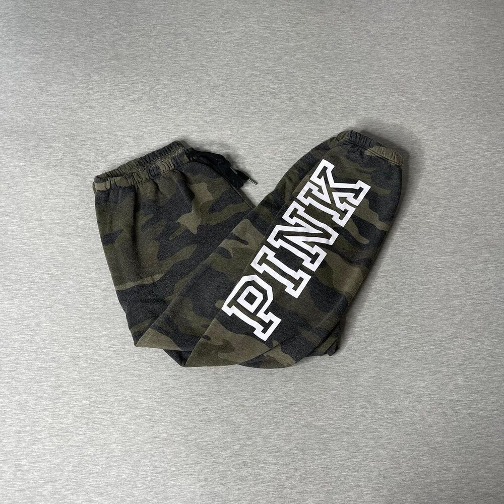 Victoria's Secret PINK Logo Camouflage Ivy Fleece Campus Jogger Sweatpants - Picture 9 of 11